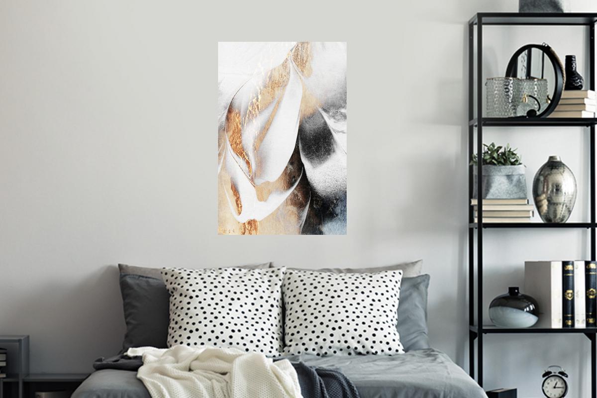 WANDTATTOO Luxus - Abstrakt - Gold - Weiß Wandbild 40x60 cm - Goldfarben, Kunststoff (40/60/0.1cm) - MuchoWow