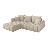 ECKSOFA mit Schlaffunktion Ottomane Links TOKO-L-v1 277x194x86 Creme Velours - Creme/Schwarz, Holzwerkstoff/Kunststoff (277/194cm) - ALTDECOR
