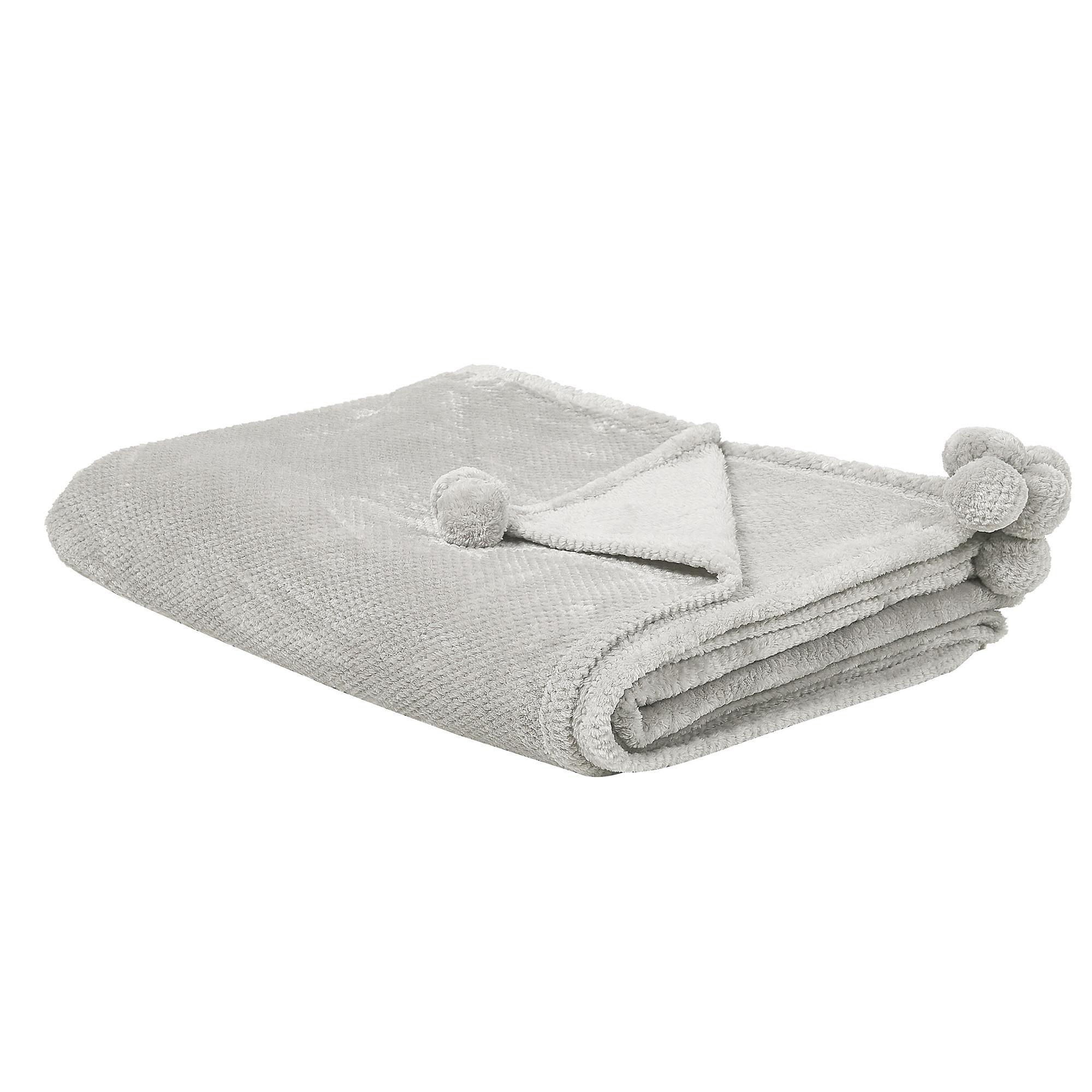 DECKE Hellgrau Saitler 220/200 cm - Hellgrau, Textil (200/220cm) - Beliani