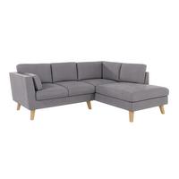 ECKSOFA Mario Grau Microfaser - Naturfarben/Grau, Buchenholz/Textil (221/186cm) - S-Style Möbel