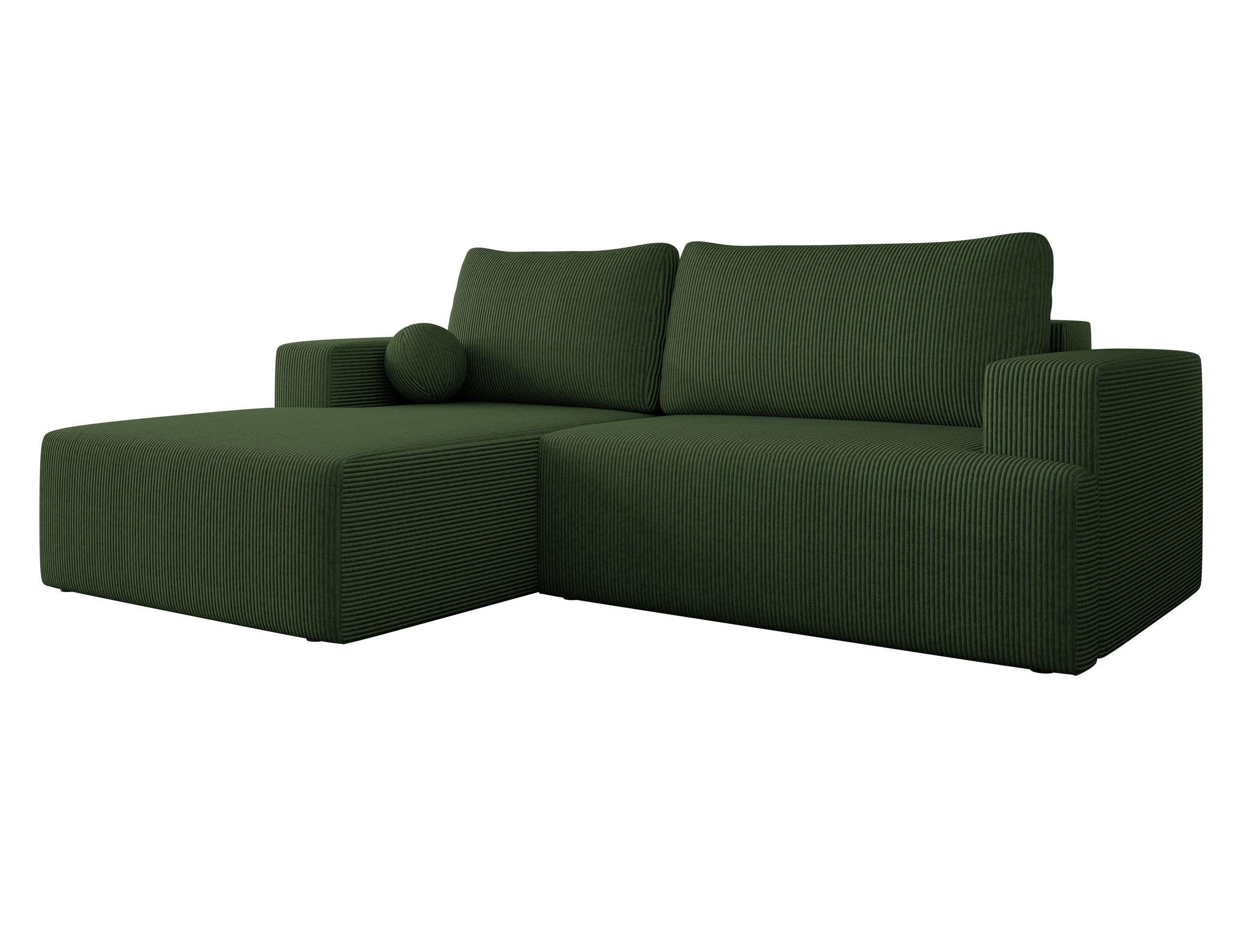 ECKSOFA Mivo Cord, Seite: Links - Schwarz/Grün, Holz/Kunststoff (266/163cm) - MIRJAN24