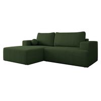 ECKSOFA Mivo Cord, Seite: Links - Schwarz/Grün, Holz/Kunststoff (266/163cm) - MIRJAN24