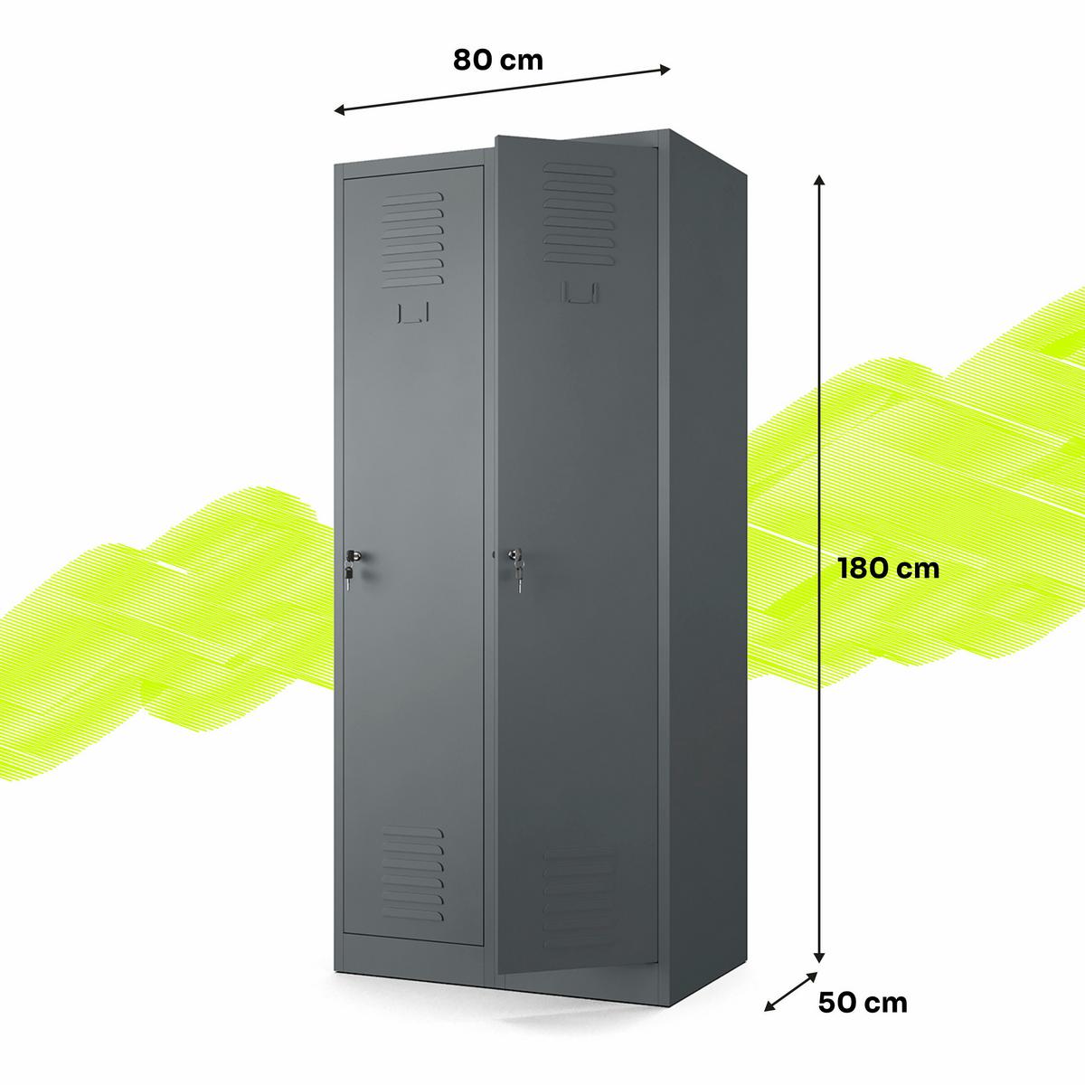 MEHRZWECKSCHRANK 2-türig aus Metall Anthrazit 80x180x50cm - Anthrazit, Metall (80/180/50cm) - Muralo