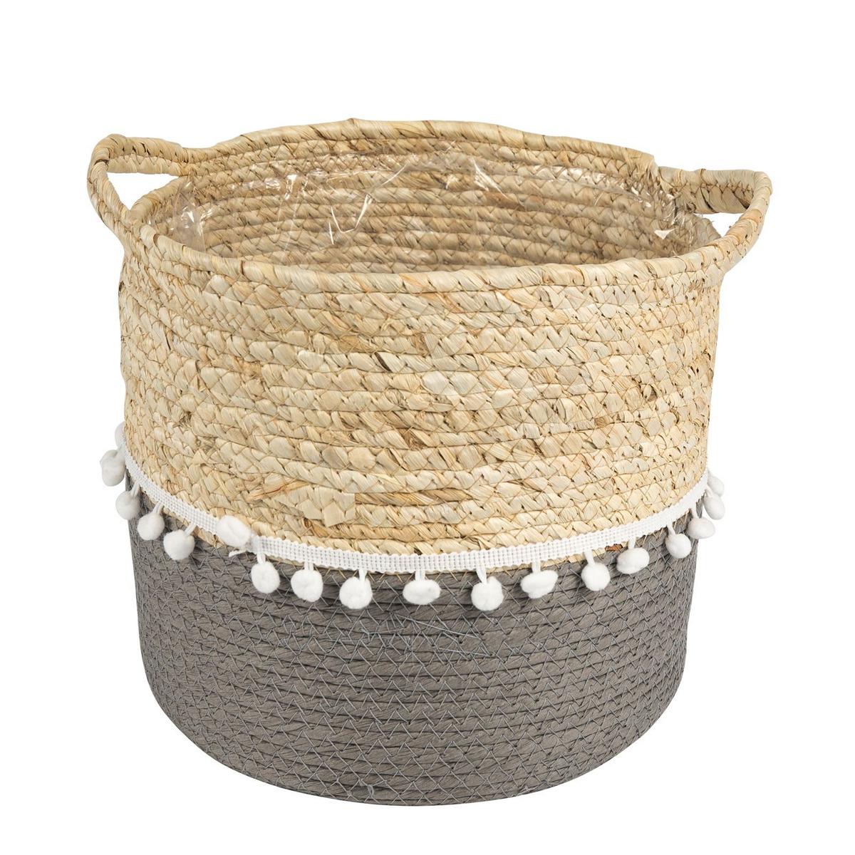 PFLANZKORB YUMI 2er Set grau, natur, weiß - Grau, Kunststoff (32/39cm) - IDIMEX