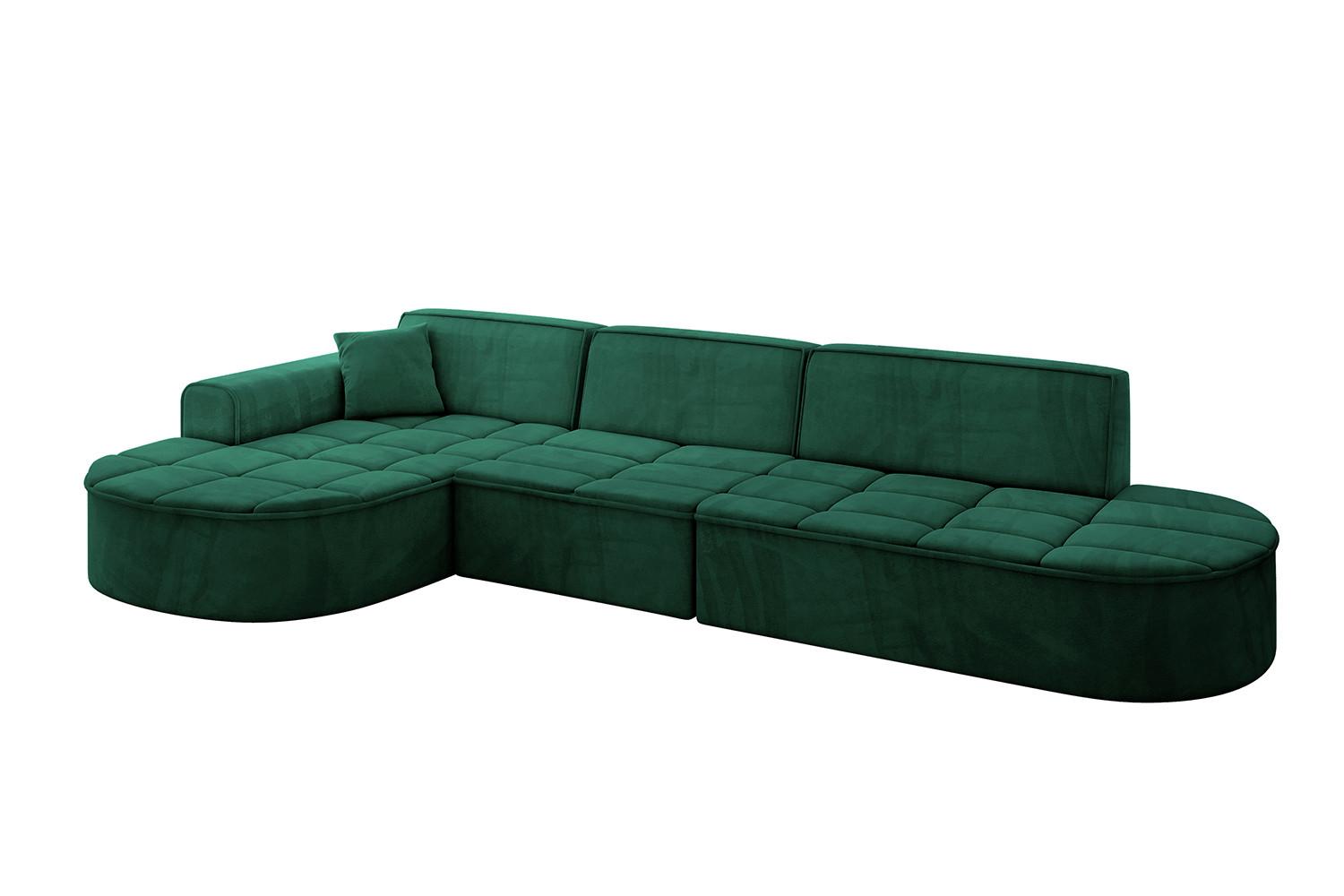 ECKSOFA Ottomane Links TARO-L2 - 328x171x79,5 cm Dunkelgrün - Grün, Holzwerkstoff/Textil (328/171cm) - ALTDECOR