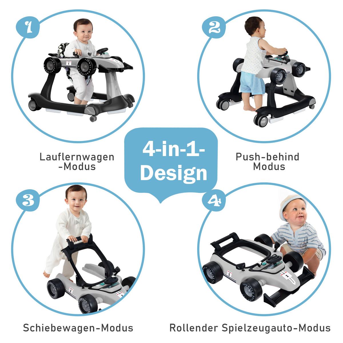 LAUFLERNWAGEN Klappbar Grau - Grau, Kunststoff (76/56/64cm) - COSTWAY