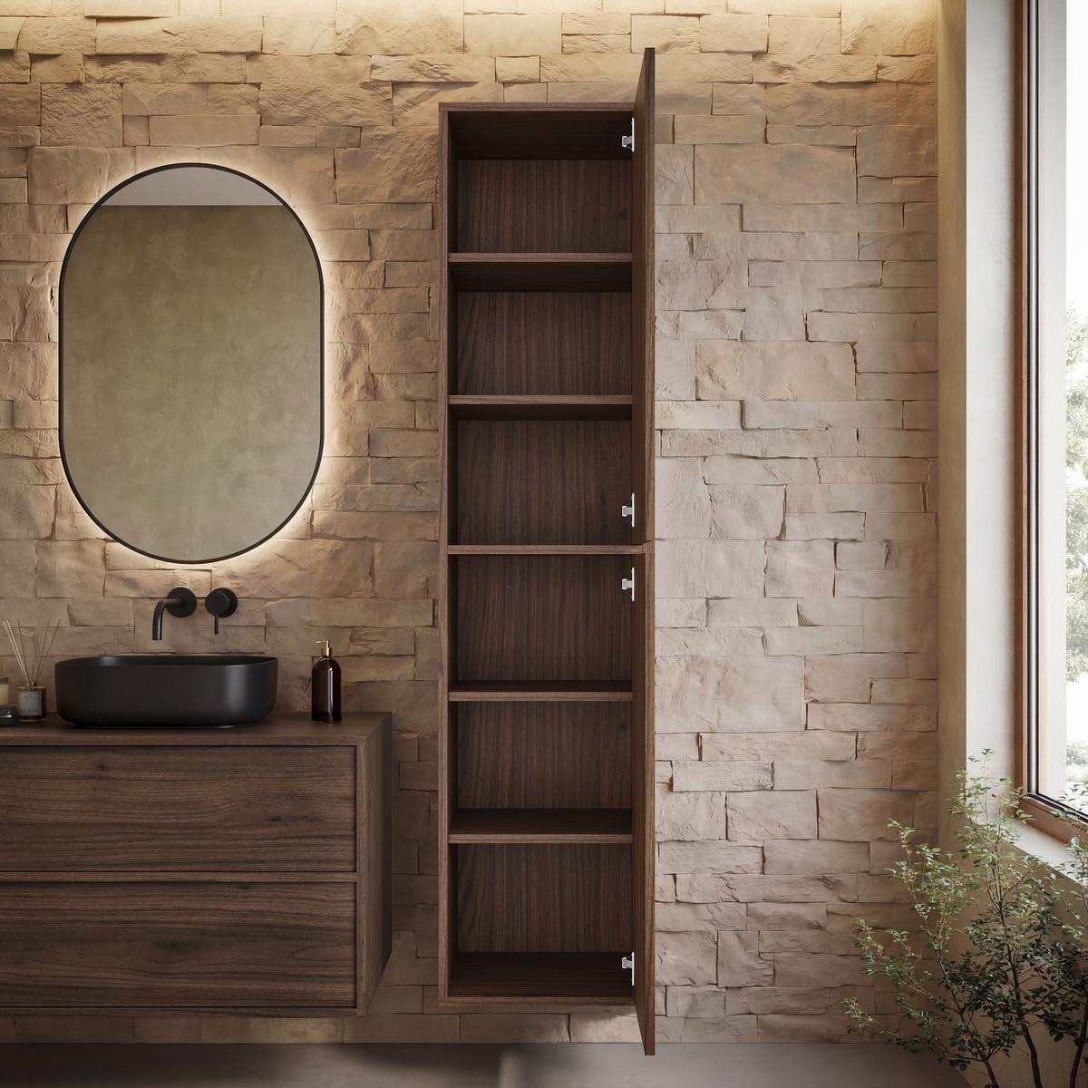 WASCHBECKENUNTERSCHRANK Mali 2 Schubladen Walnuss Braun - 80 x 46 x 49 cm - Eichefarben/Walnussfarben, Holz (80/49/46cm) - Badplaats