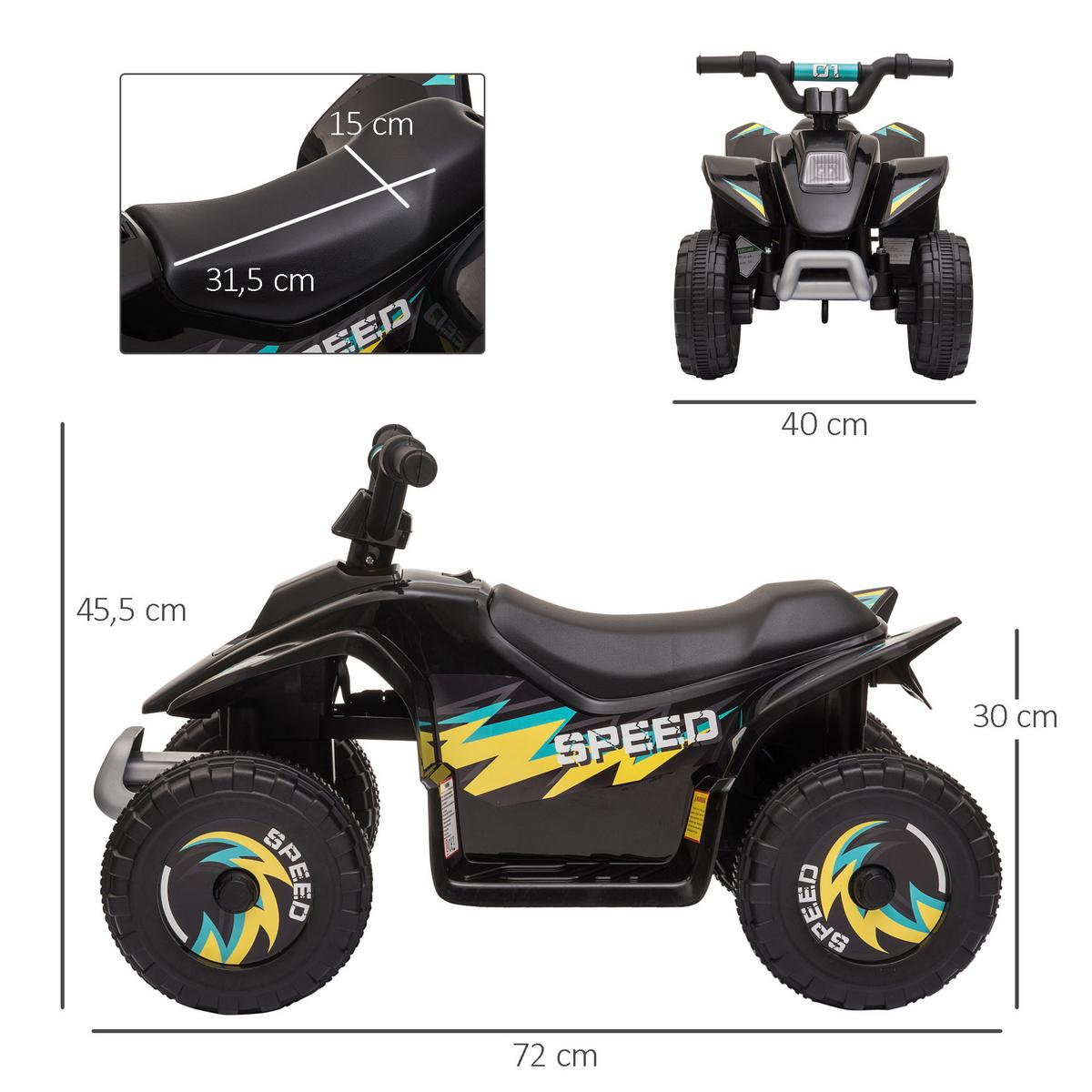 KINDER-ELEKTRO-QUAD Kunststoff Metall Schwarz - Schwarz, Kunststoff (72/40/45.5cm) - HOMCOM