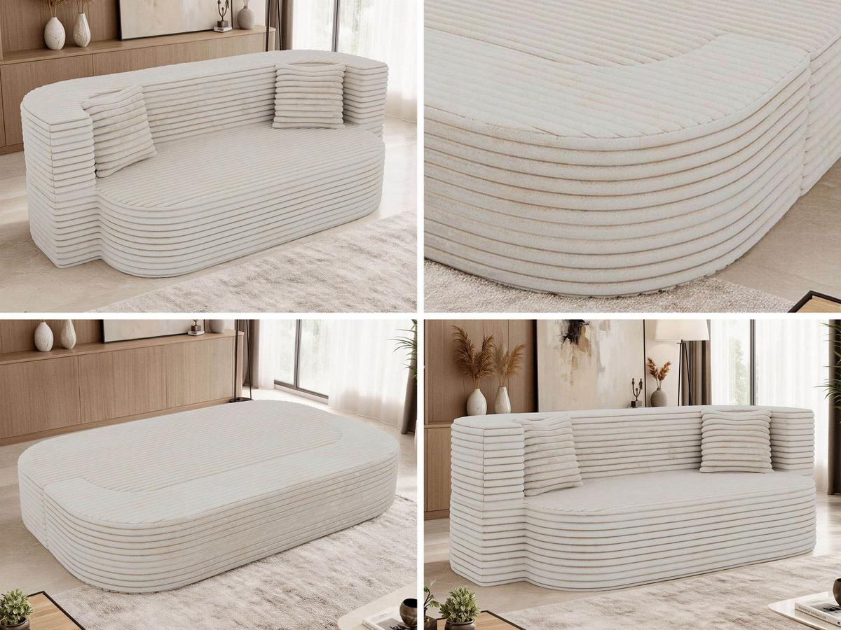 3-SITZER SOFA OVELA Beige Cord - Beige, Textil (200/70/100cm) - MKS
