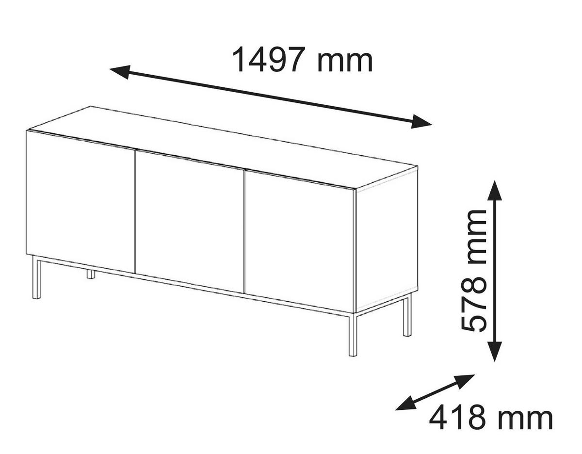 TV LOWBOARD Schwarz, Schwarz, Gold 150/58/42 - Goldfarben/Schwarz, Holzwerkstoff (150/58/42cm) - RAUMHIRSCH FURNITURE