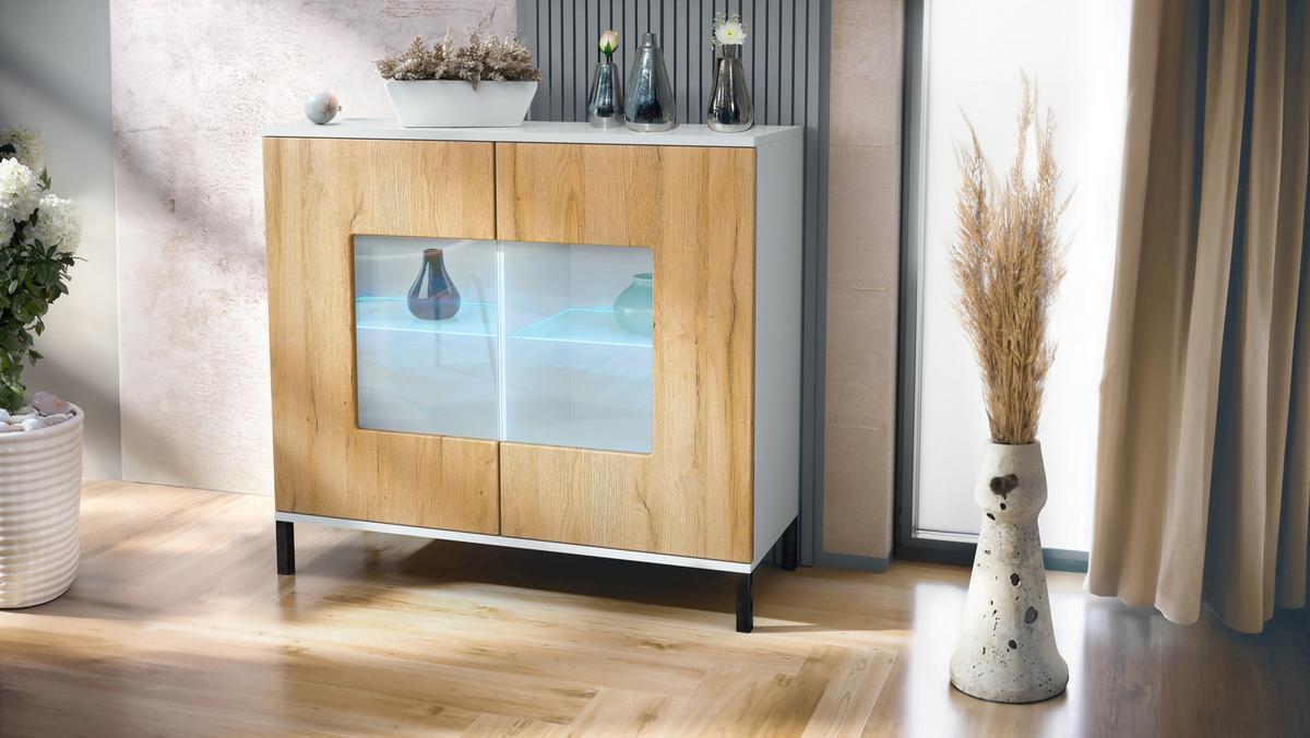 KOMMODE Grömitz Eiche Natur - Eichefarben, Holzwerkstoff (92.5/83.5/35cm) - Vladon