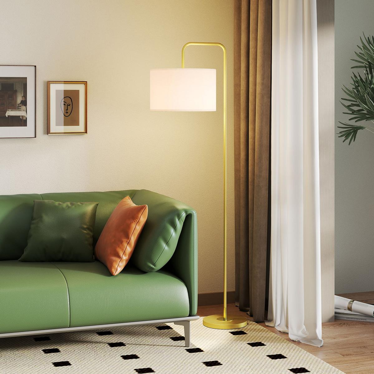 STEHLAMPE Stahl Gold - Weiß, Metall (64/38/163.5cm) - HOMCOM