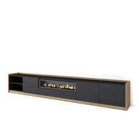 LOWBOARD, Schwarz Eiche, Elektrokamin, 310/37/50cm - Schwarz, Holzwerkstoff (310/50/37cm) - Skraut Home