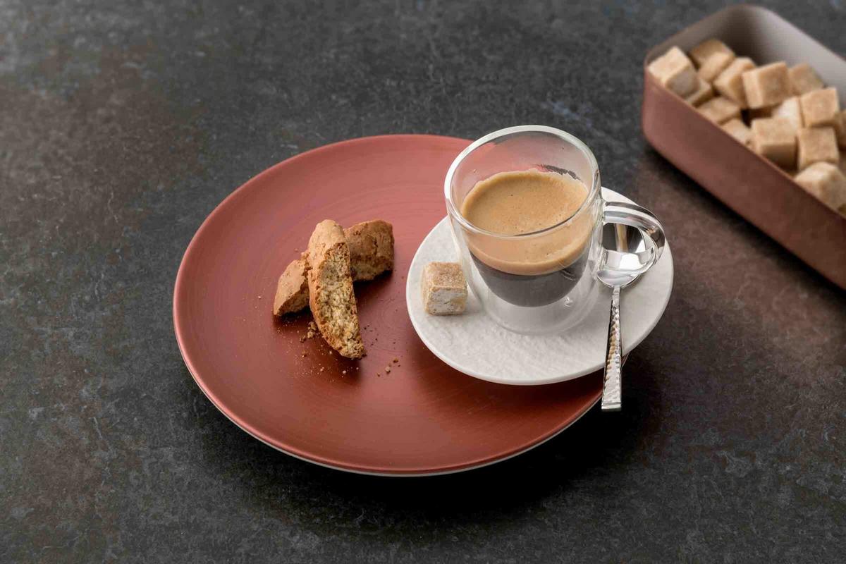 ESPRESSOGLAS MIT UNTERTASSE Manufacture Rock weiß 70 ml - Weiß, Glas/Keramik (0.07L) - Villeroy & Boch