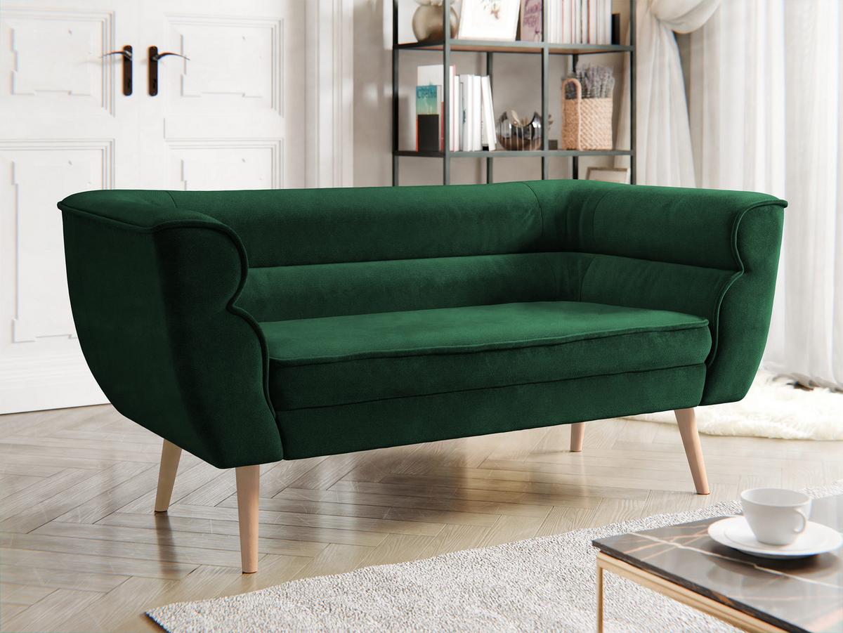 SOFA Bal 2 - Smaragdgrün/Naturfarben, Holz/Textil (142/75/74cm) - MIRJAN24