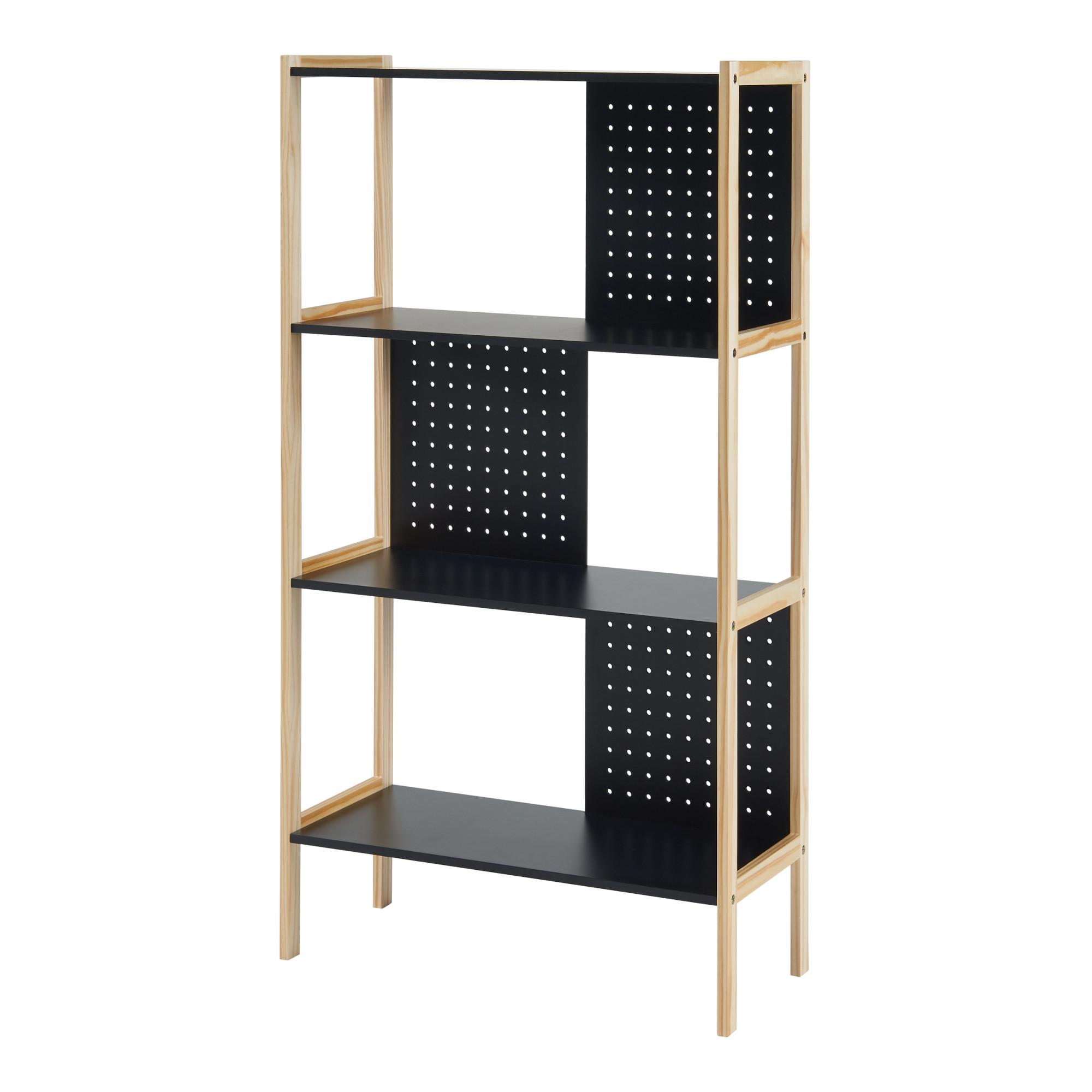 STANDREGAL Dønna - Schwarz/Naturfarben, Holzwerkstoff (63/120/28cm) - [en.casa]