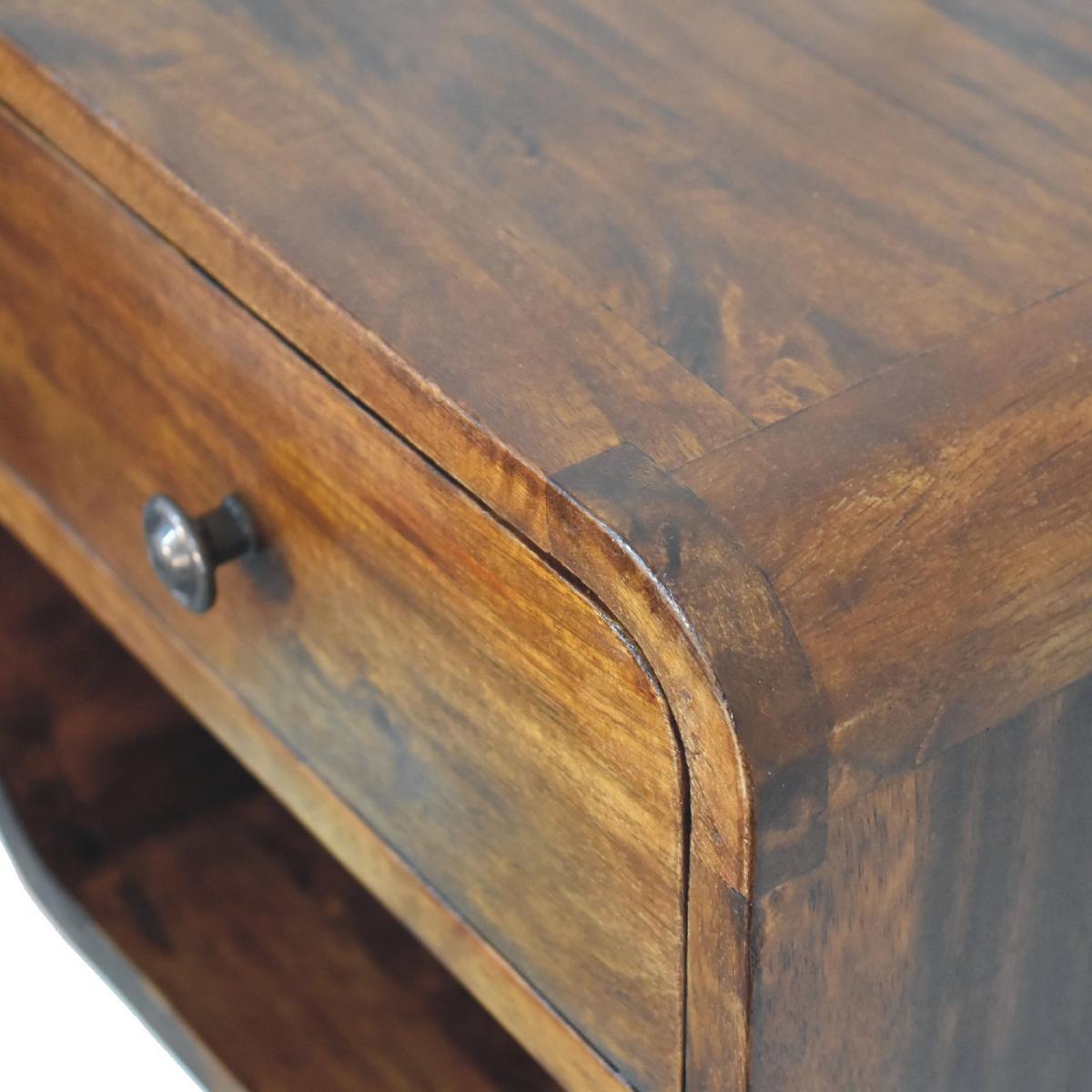 NACHTTISCH mit einer Schublade, Wandmontiert, 1 Schublade, 1 offenes Fach, braun - Kastanienfarben/Messingfarben, Holz/Metall (30/25/25cm) - Artisan Furniture