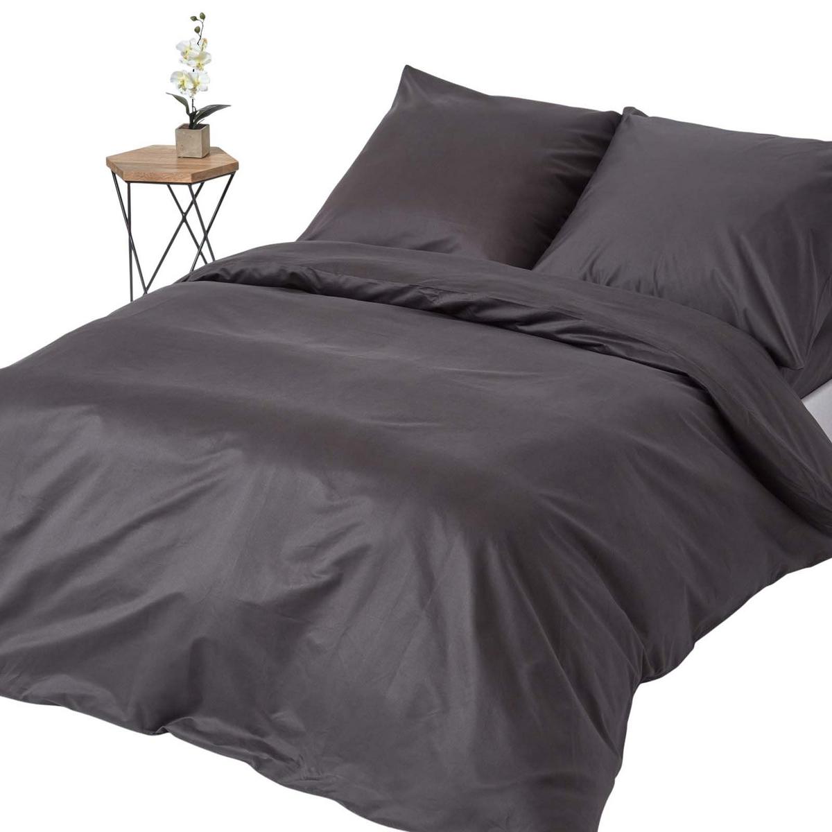BETTWÄSCHE Premium, Ägyptische Baumwolle, Fadendichte 1000 - Anthrazit, Textil (150/200cm) - Homescapes