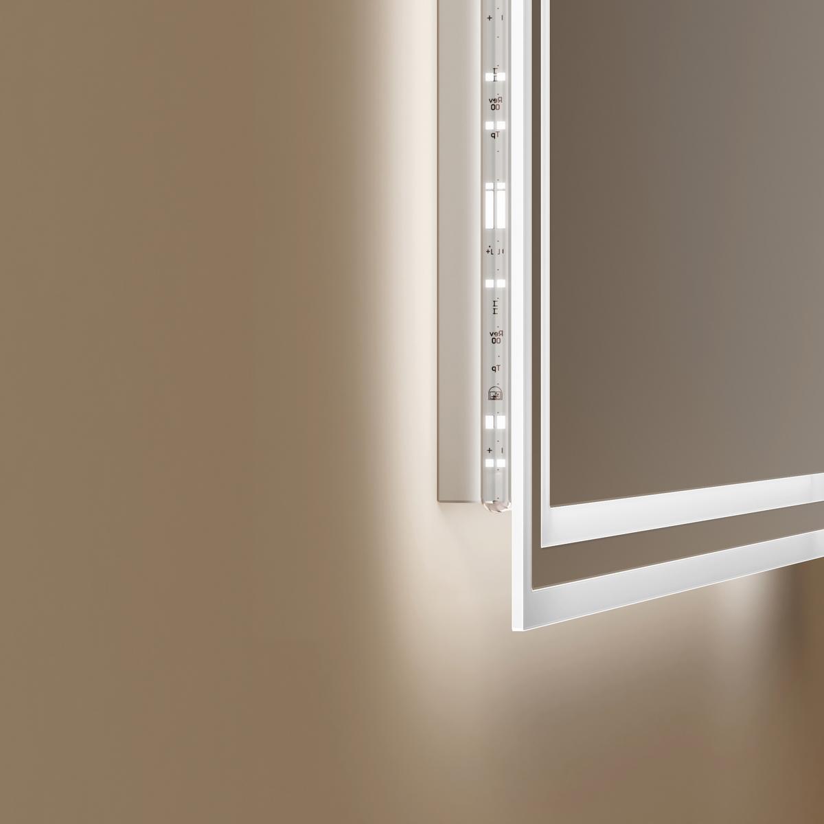 BADSPIEGEL mit Beleuchtung mit Bewegungssensor, 80/60/3,5 cm - Transparent, Glas (60/80/3.5cm) - EMKE