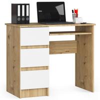 SCHREIBTISCH Eiche Artisan, Weiß 77/90/50 - Eiche Artisan/Weiß, Holzwerkstoff (135/60/77cm) - RAUMHIRSCH FURNITURE