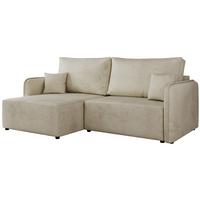 ECKSCHLAFSOFA MESTO L Beige Velvet - links - Beige/Schwarz, Kunststoff/Textil (227/147cm) - MKS
