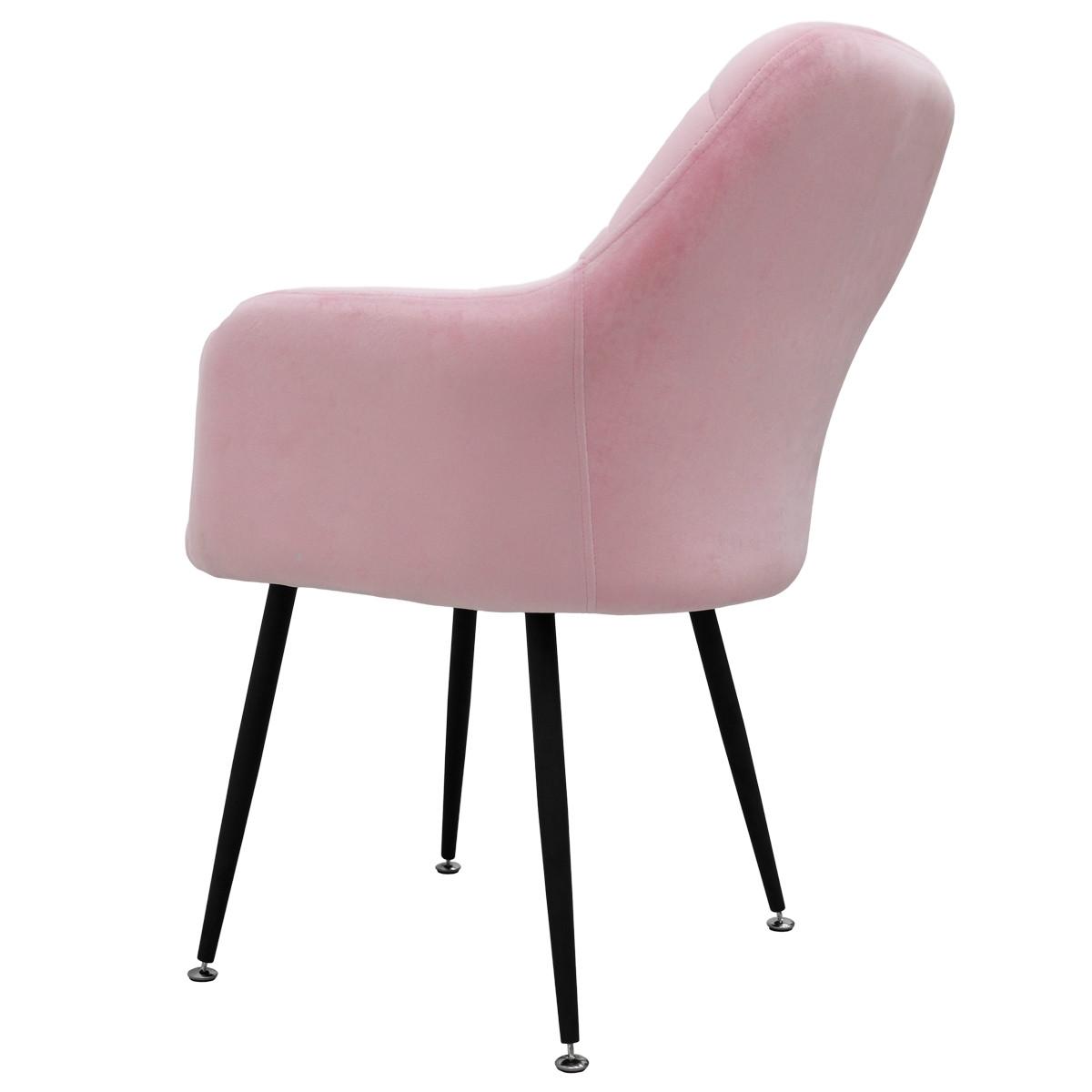 ESSZIMMERSTUHL 2er Set Rosa Samt - Pink/Schwarz, Textil/Metall (60/84/58cm) - ECD-Germany
