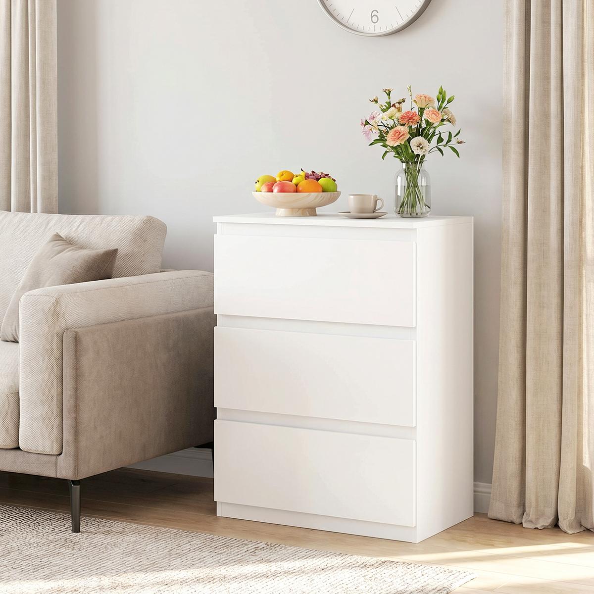 KOMMODE Spanplatte Weiß - Weiß, Holzwerkstoff/Kunststoff (34/75/55cm) - HOMCOM