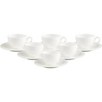 KAFFEETASSEN MIT UNTERTASSEN White Pearl weiß 120 ml 6er Set - Weiß, Keramik (16/8.1/16cm) - Villeroy & Boch