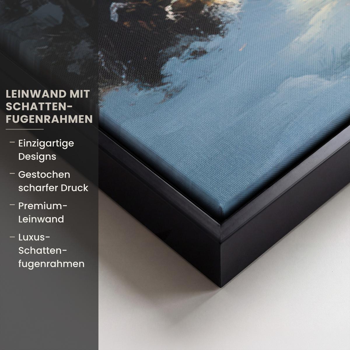 LEINWAND Bilder mit Rahmen - Weihnachten - Weihnachtsbaum - Winter - Zuhause - Schnee - 90x60 - Smaragdgrün, Textil (90/60cm) - MuchoWow