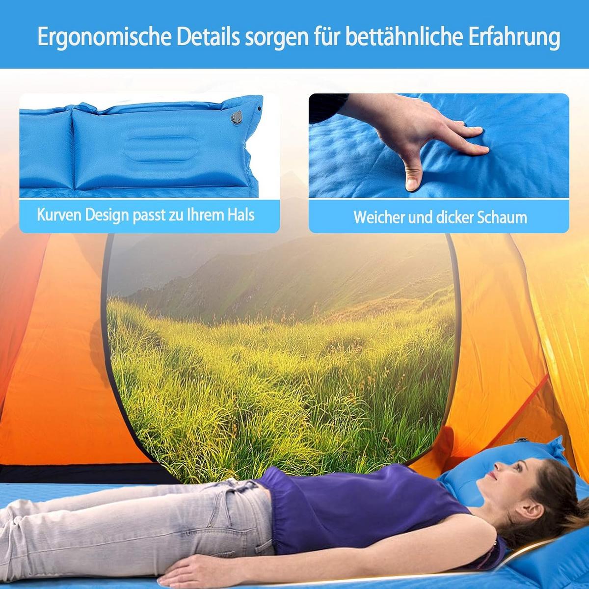CAMPING MATTRESS Blau - Blau, Textil - COSTWAY
