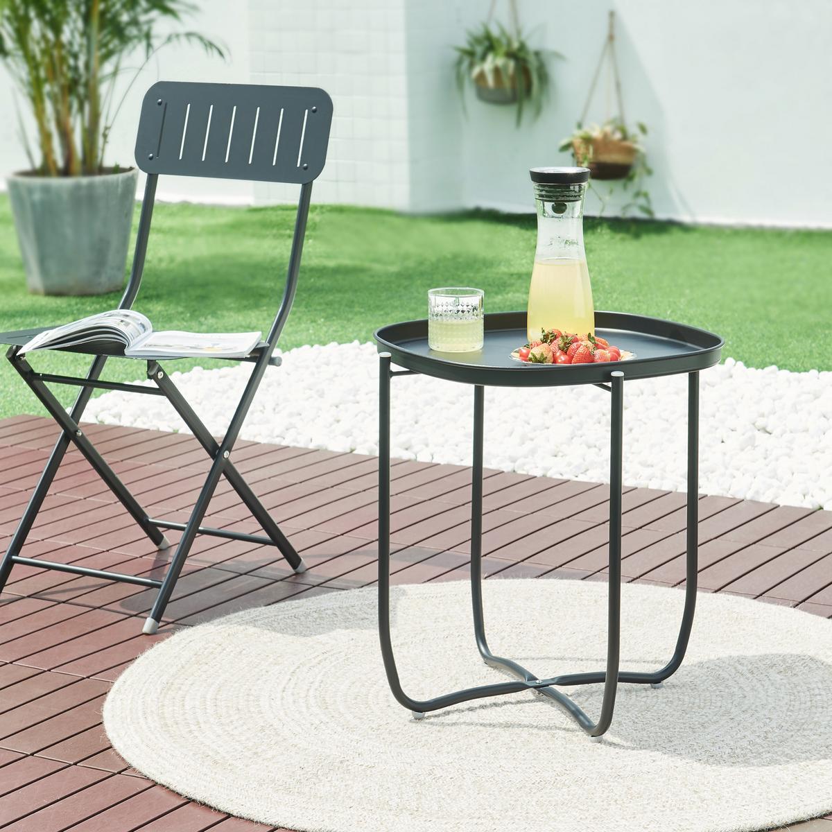 TABLETTTISCH Sandefjord - Schwarz, Metall (46/46/53cm) - [en.casa]