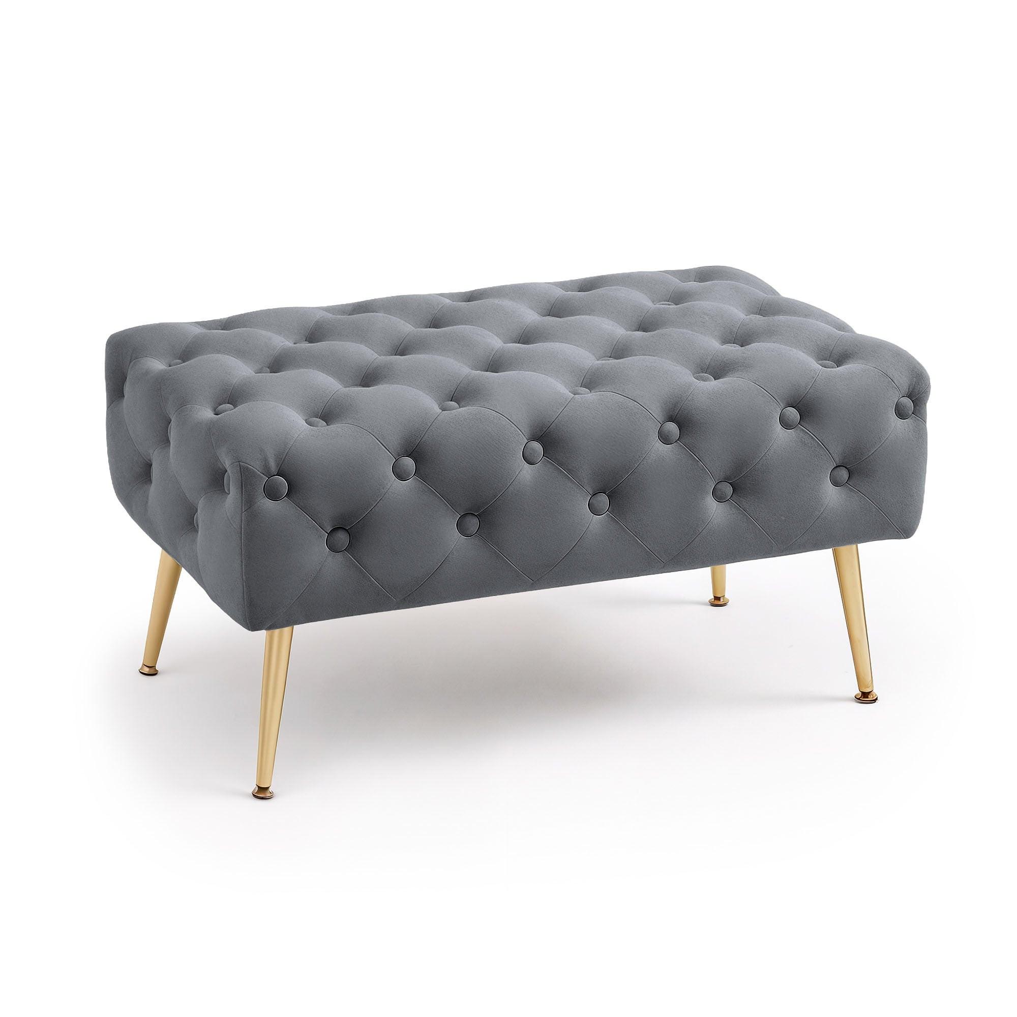 POLSTERBANK mit Samt - Optik Graphit 42/41/42 - Dunkelgrau, Textil (80/41/42cm) - RAUMHIRSCH FURNITURE