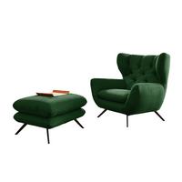 SESSEL CHARME Smaragdgrün Cord - Smaragdgrün/Schwarz, Textil/Metall (100/106/95cm) - KAWOLA