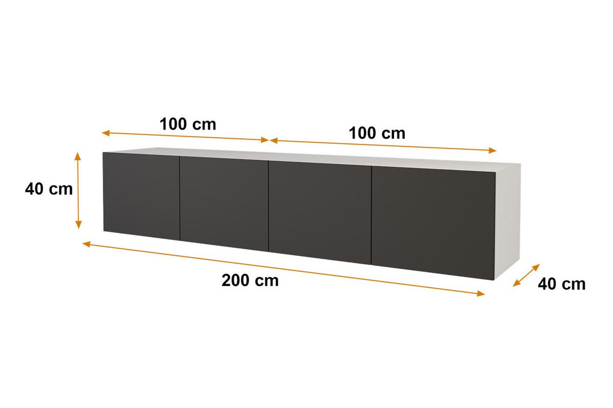 LOWBOARD ELIO-W 2x100x40x40 cm - Weiß / Schwarz - Weiß, Holzwerkstoff (200/40/40cm) - ALTDECOR