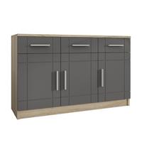 KOMMODE PERUGIA 103/70/37 cm mit 3 Schubladen 3 Türen Sonoma Eiche - Dunkelgrau/Graphitfarben, Holzwerkstoff (103/70/37cm) - MASSENO
