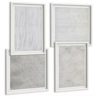 BILDER SET 4er Set - 50x50 cm & 40x60 cm Weißer Rahmen - Sandmuster geometrische Strukturen - Weiß, Kunststoff (50/50cm) - TULUP