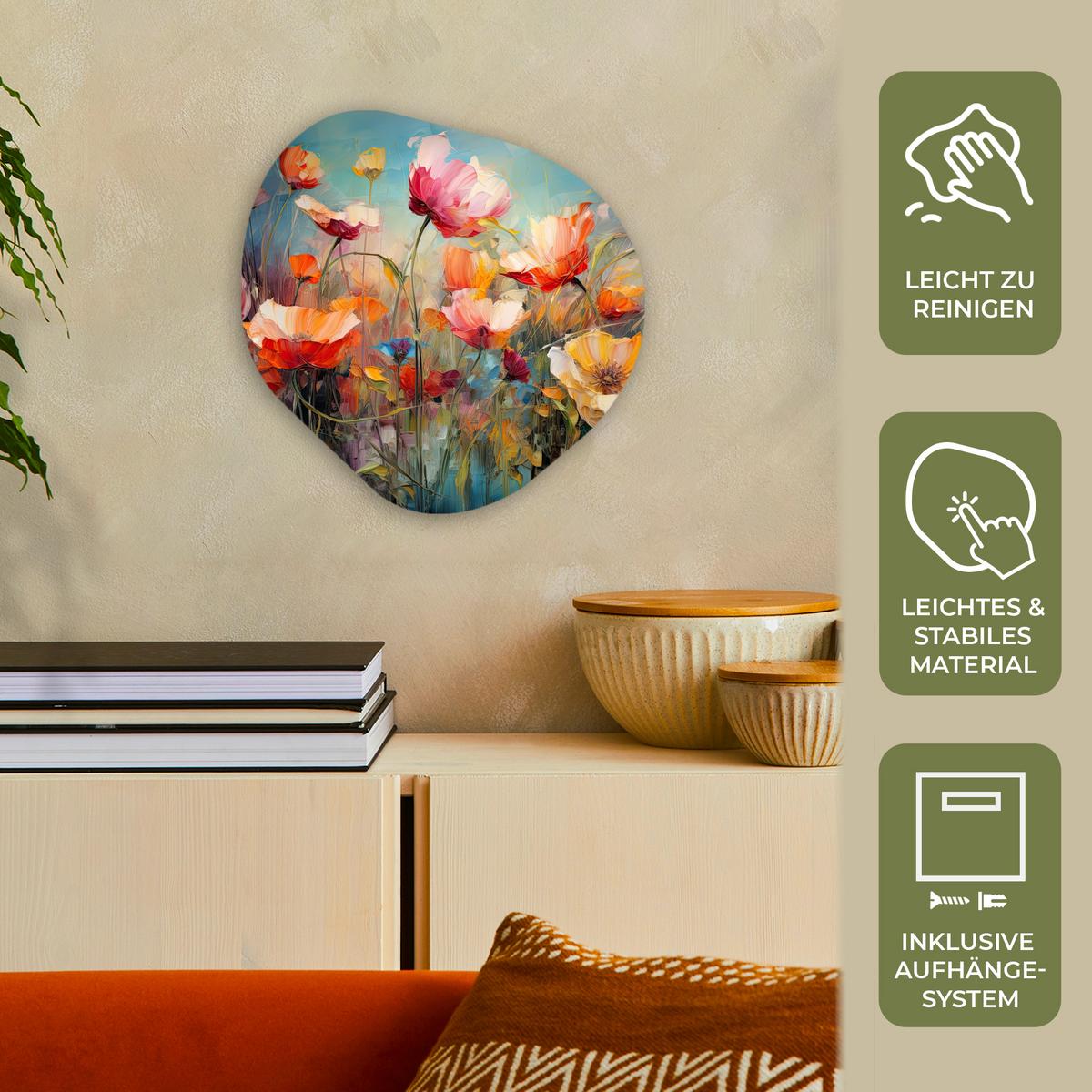 WANDBILD Blumen - Aquarell - Kunst - Botanisch - Natur Wanddeko 40x40 cm - Orange, Kunststoff (40/40cm) - MuchoWow