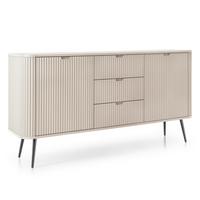 SIDEBOARD Salvia 2T 3S Beige, Schwarz 168/87/39 cm – mit geriffelten Fronten und hohen Beinen - Beige/Schwarz, Holzwerkstoff/Metall (168/87/39cm) - AX Living