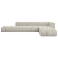 ECKSOFA modulares Sofa Zuvon-L2 - 387x177x70 cm Creme - Hellgrau/Creme, Holzwerkstoff/Textil (387/177cm) - ALTDECOR