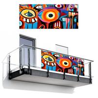 BALKON-SICHTSCHUTZ Abstrakt - Gesicht - Farbenfroh Balkon Deko 300x130 cm - Multicolor, Kunststoff (300/130cm) - MuchoWow