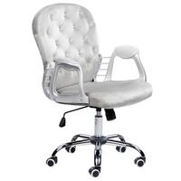 BÜROSTUHL Samtstoff Grau Princess - Grau, Textil/Metall (60/98/60cm) - Beliani