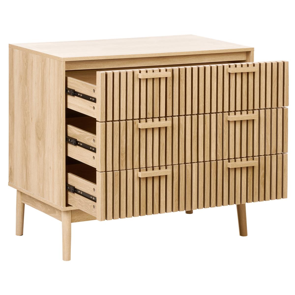 KOMMODE mit 3 Schubladen Hellbraun Lynwood - Braun, Holzwerkstoff (90/79/49cm) - Beliani