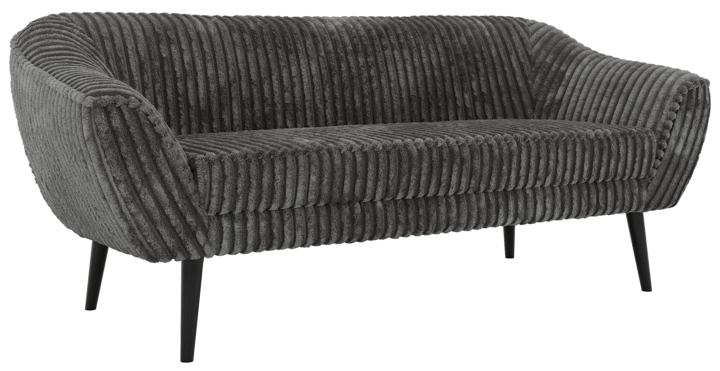 3-SITZER-SOFA PIRS - Grau Cord - Schwarze Beine - Schwarz/Grau, Holzwerkstoff/Textil (180/75/74cm) - MKS