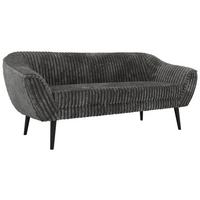 3-SITZER-SOFA PIRS - Grau Cord - Schwarze Beine - Schwarz/Grau, Holzwerkstoff/Textil (180/75/74cm) - MKS