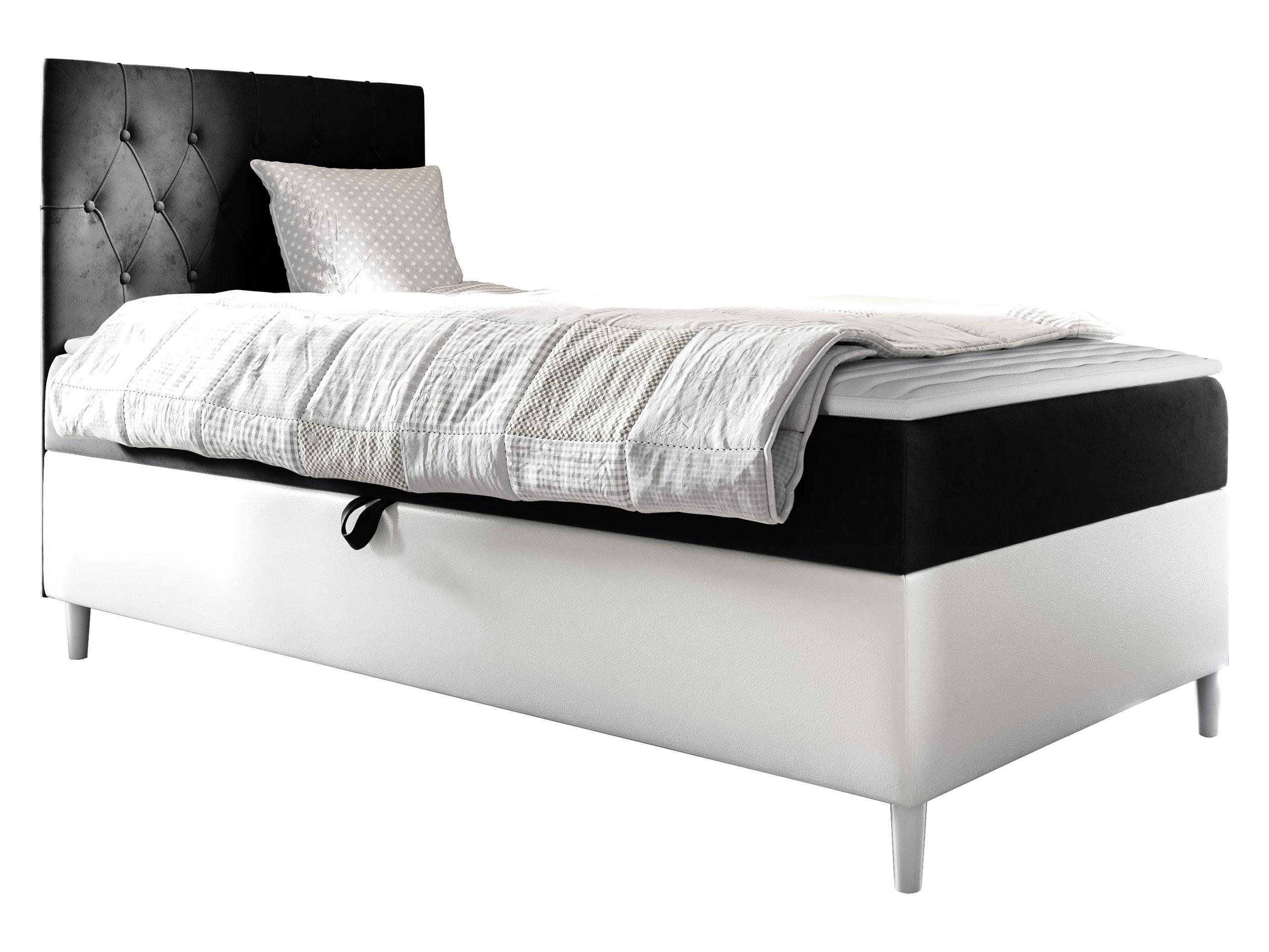BOXBETT Filip Junior 1, Seite zum Öffnen des Bettkastens: Links - H3 - Schwarz/Weiß, Holz (90/200cm) - MIRJAN24