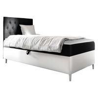 BOXBETT Filip Junior 1, Seite zum Öffnen des Bettkastens: Links - H3 - Schwarz/Weiß, Holz (90/200cm) - MIRJAN24