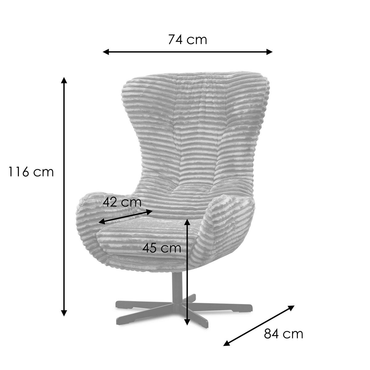 SESSEL MONACO 1-Sitzer, Cordstoff olivgrün - Schwarz/Olivgrün, Holz/Textil (74/116/84cm) - Courtois Laville