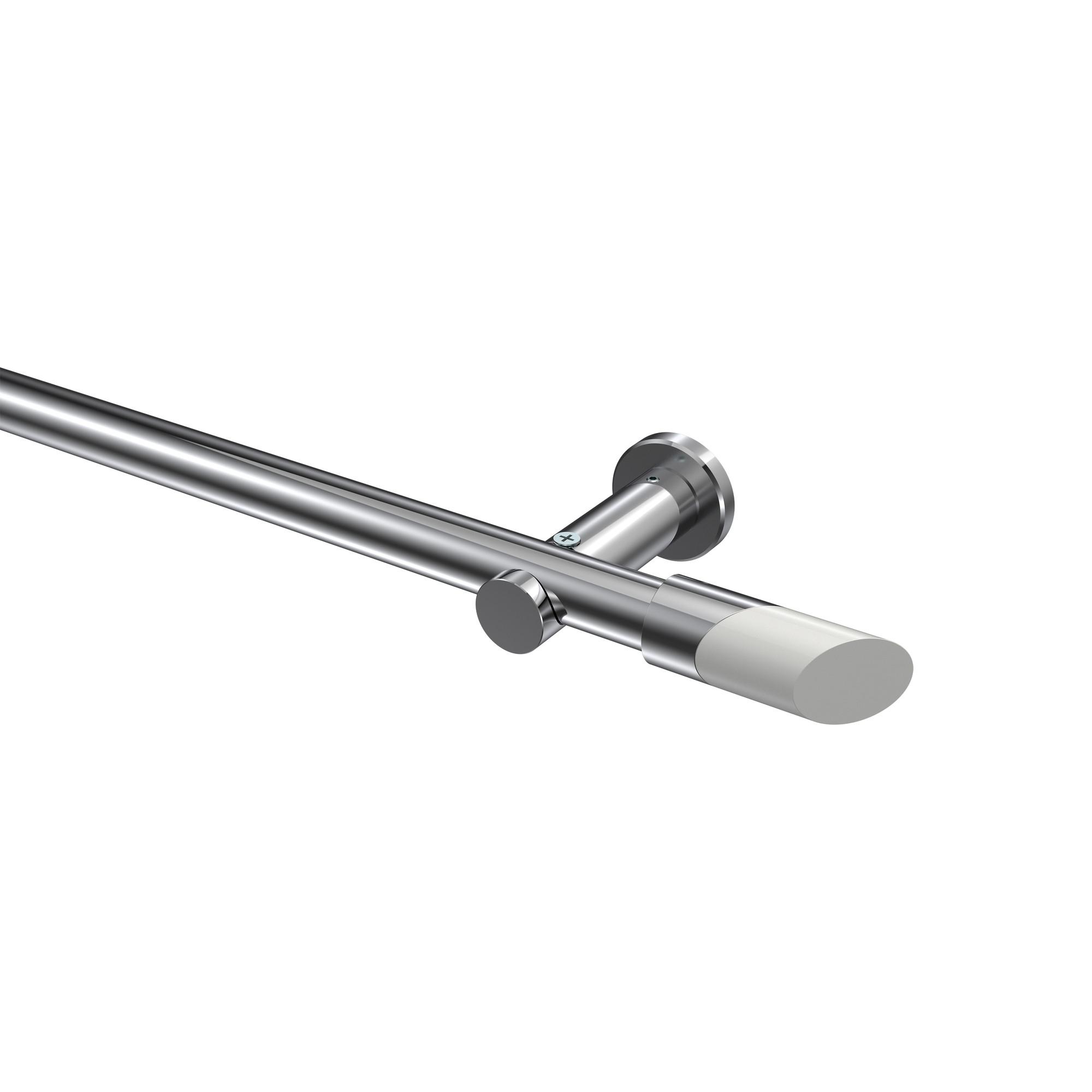 GARDINENSTANGE Platon Verano 420 cm (geteilt in 3 x 140 cm), 1-läufig (ohne Ringe), 20 mm Ø Chrom - Chromfarben/Weiß, Metall (420cm) - INTERDECO