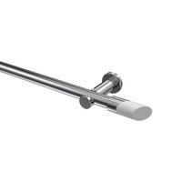 GARDINENSTANGE Platon Verano 420 cm (geteilt in 3 x 140 cm), 1-läufig (ohne Ringe), 20 mm Ø Chrom - Chromfarben/Weiß, Metall (420cm) - INTERDECO