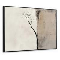 LEINWAND Bilder mit Rahmen - Wabi sabi - Pflanze - Beige - 100x70 - Taupe, Textil (100/70cm) - MuchoWow